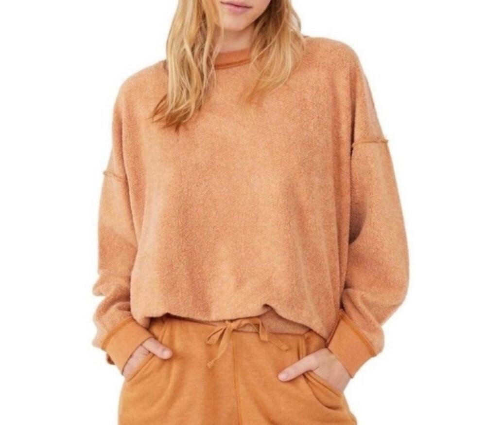 Free People Intimately Free Kelly Loungewear Sweatshirt Cognac Size M
